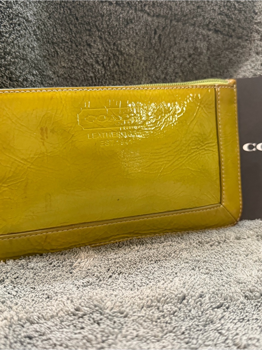 Coach Yellow lime green Patent Leather Wristlet - Picture 2 of 6